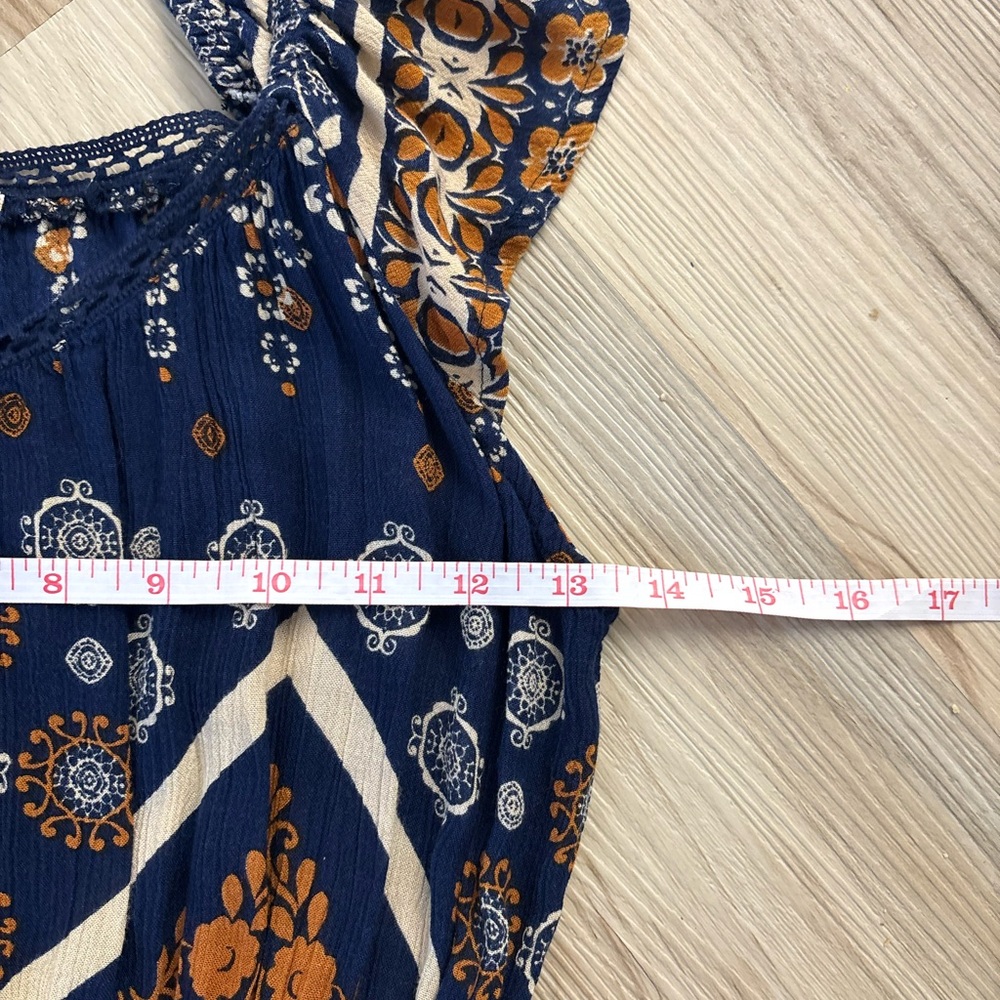 Altar'd State Women’s Navy and Orange Small Bohemian Patterned Maxi Dress - Picture 9 of 10